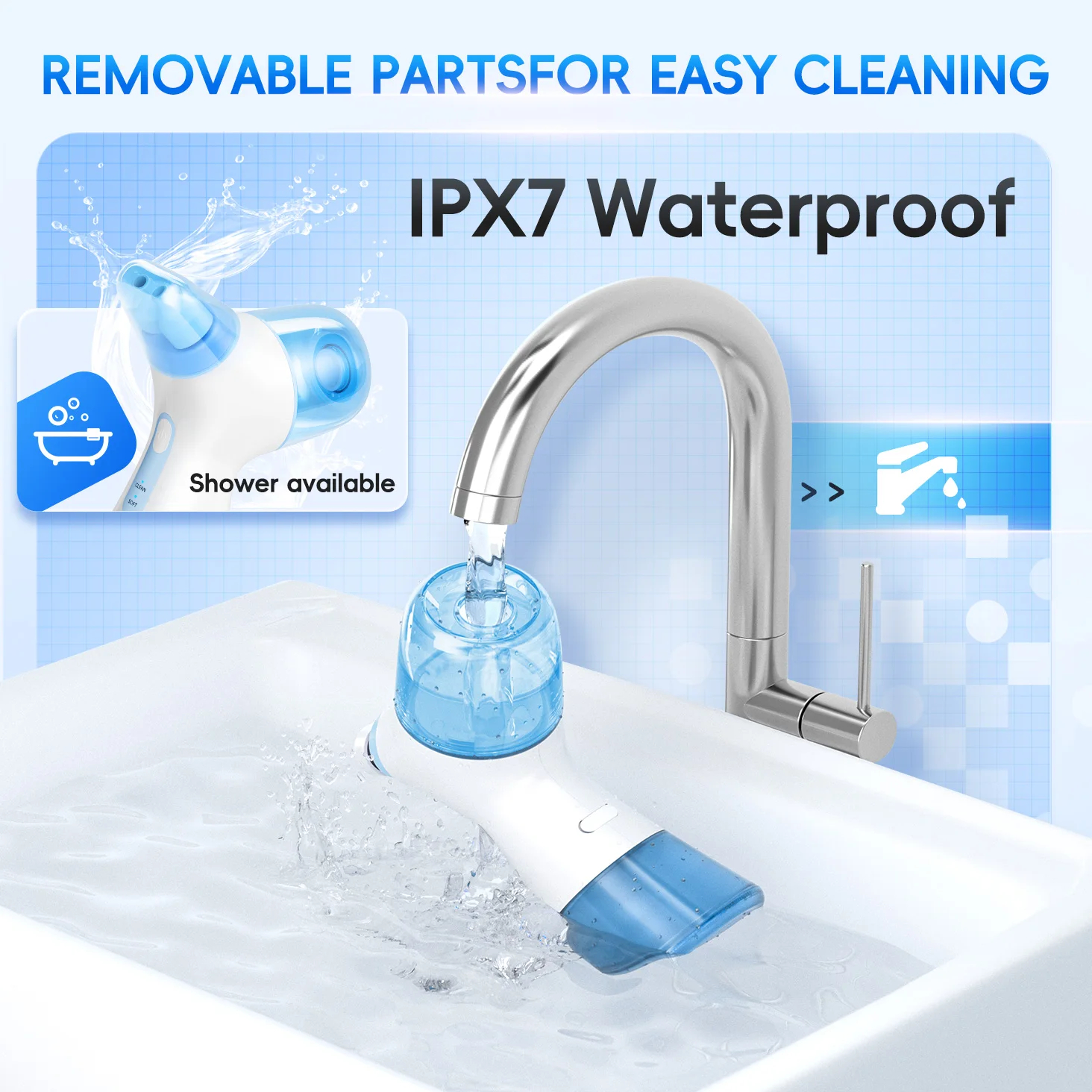 180° rotating base and ergonomic Y-shaped design for gentle, comfortable rinsing